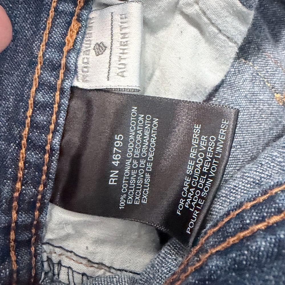 Rocawear Y2K Wide Leg Jeans Kids Size 10 Dark Wash Logo Denim - Picture 4 of 5